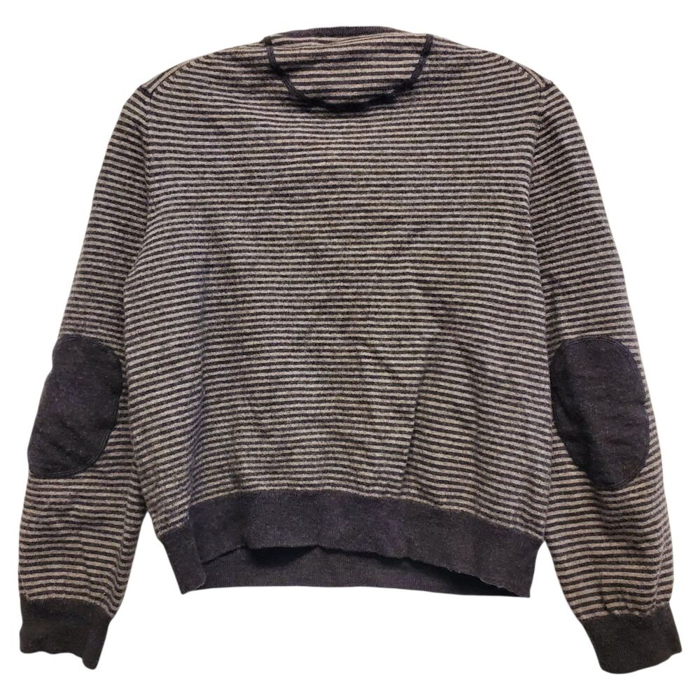 THE MEN'S STORE Bloomingdale's Sweater Mens Large Gray Striped 100% Merino Wool - Picture 6 of 8